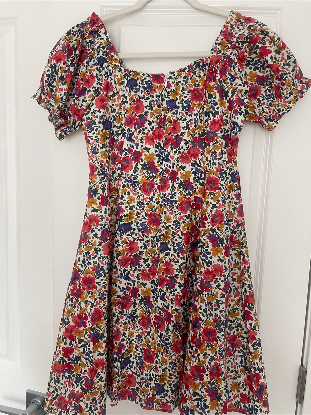 70/21 Floral Puff-Sleeve Mini Dress in Red, Yellow, Blue - Picture 4 of 8
